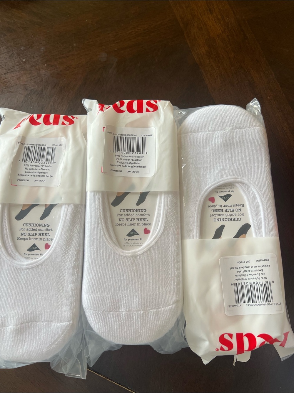 PEDs Women's No-Show Cushioned Socks - 18 pairs of White 5-10 size